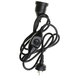 1.8m Black Inline Switch Mains Extension Cable