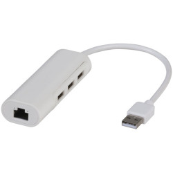 USB 2.0 to Ethernet Adaptor with 3-Port USB Hub